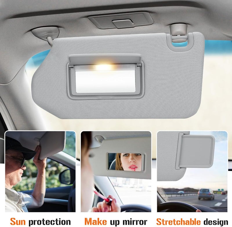 AEagle Sun Visor with Light for 2013-2018 Nissan Pathfinder, 2014-2017 Infiniti QX60, 2013 JX35, Left Driver Side Gray Sunvisor Replacement 96401-9PB0A - Image 4